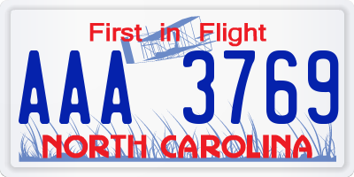 NC license plate AAA3769