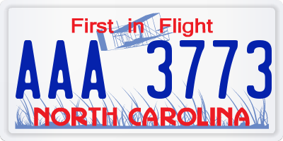 NC license plate AAA3773