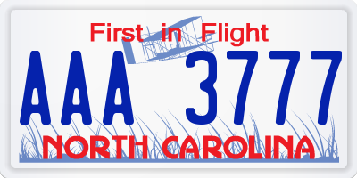 NC license plate AAA3777