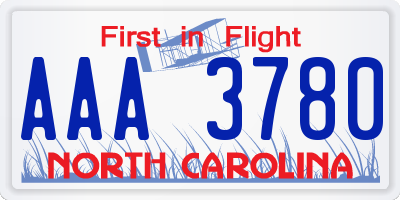 NC license plate AAA3780