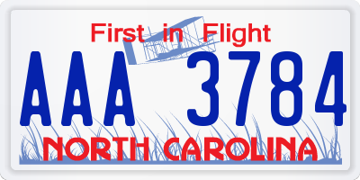 NC license plate AAA3784