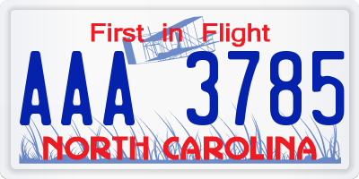 NC license plate AAA3785