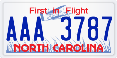 NC license plate AAA3787