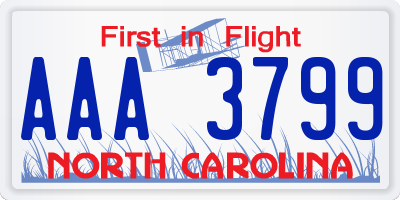 NC license plate AAA3799