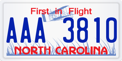 NC license plate AAA3810