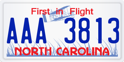 NC license plate AAA3813