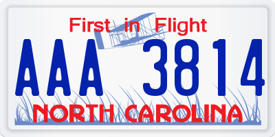 NC license plate AAA3814