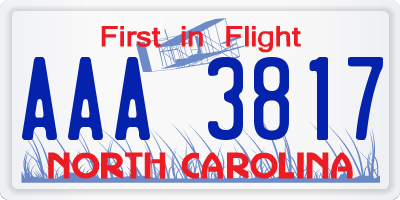 NC license plate AAA3817