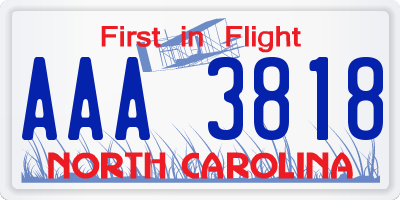 NC license plate AAA3818