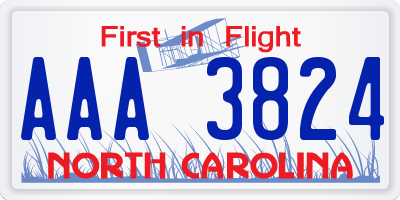 NC license plate AAA3824