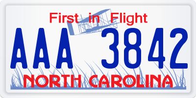NC license plate AAA3842