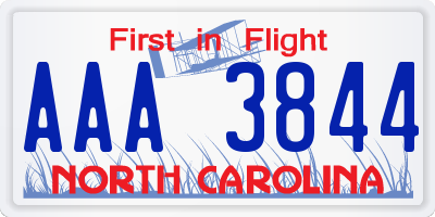 NC license plate AAA3844