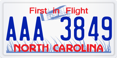 NC license plate AAA3849