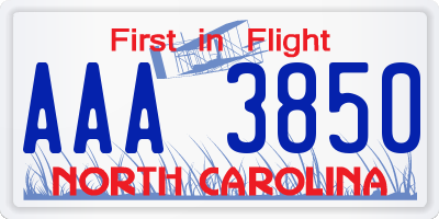NC license plate AAA3850