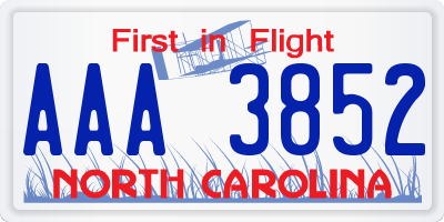 NC license plate AAA3852