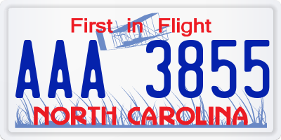 NC license plate AAA3855