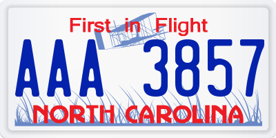 NC license plate AAA3857
