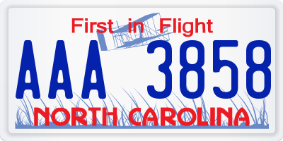 NC license plate AAA3858