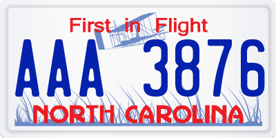 NC license plate AAA3876