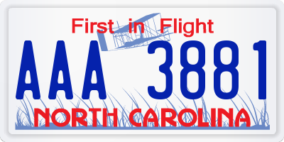 NC license plate AAA3881