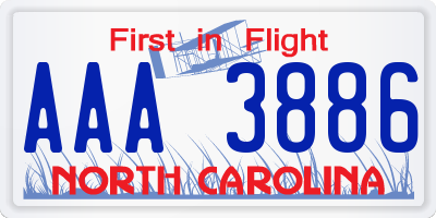 NC license plate AAA3886