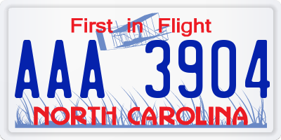 NC license plate AAA3904