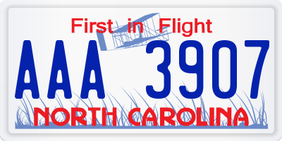 NC license plate AAA3907