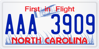 NC license plate AAA3909