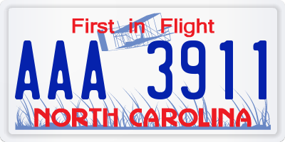 NC license plate AAA3911