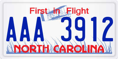 NC license plate AAA3912