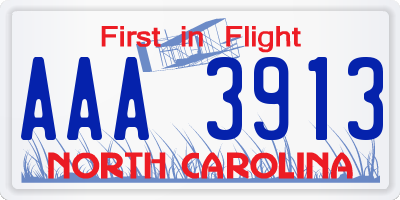 NC license plate AAA3913