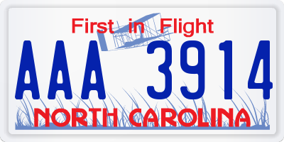 NC license plate AAA3914