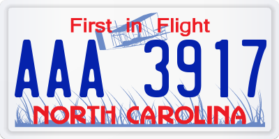 NC license plate AAA3917