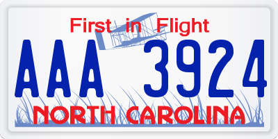 NC license plate AAA3924