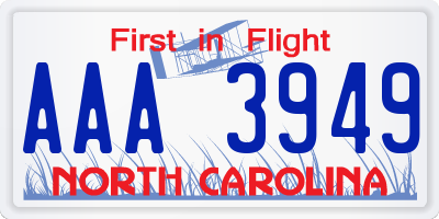 NC license plate AAA3949