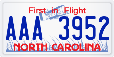 NC license plate AAA3952