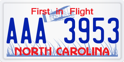 NC license plate AAA3953