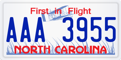 NC license plate AAA3955