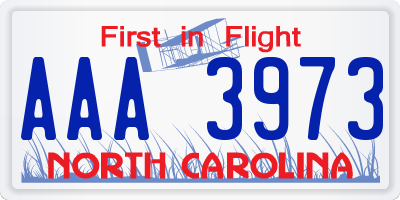 NC license plate AAA3973