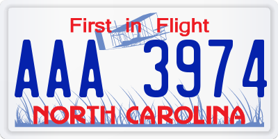 NC license plate AAA3974