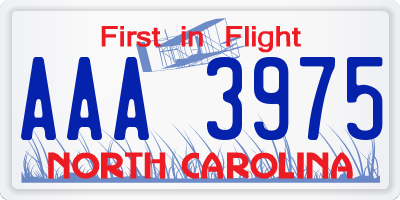 NC license plate AAA3975