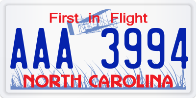 NC license plate AAA3994