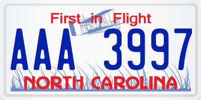 NC license plate AAA3997