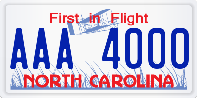 NC license plate AAA4000