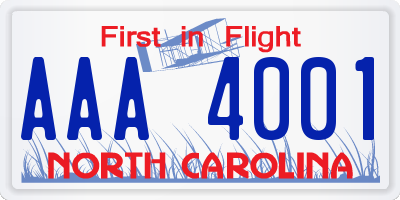 NC license plate AAA4001