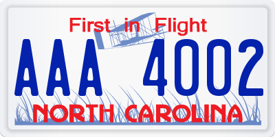 NC license plate AAA4002