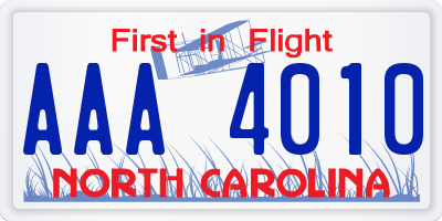 NC license plate AAA4010