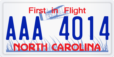 NC license plate AAA4014