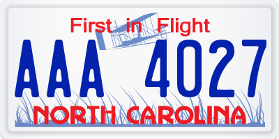 NC license plate AAA4027