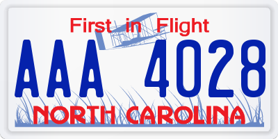 NC license plate AAA4028